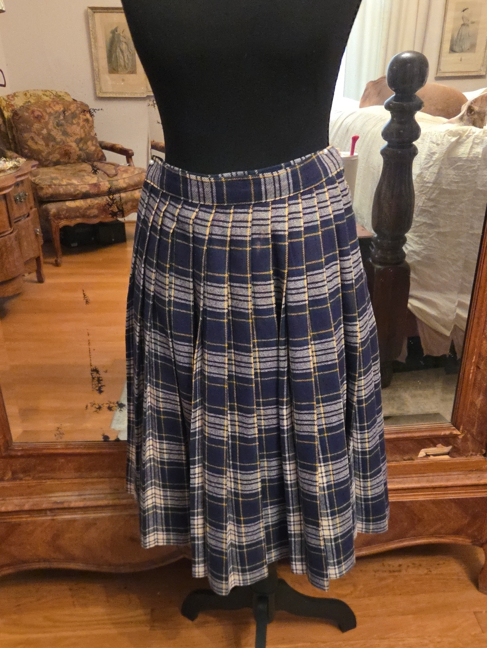 Navy Plaid Pleated Skirt - Classic Women's Skirt